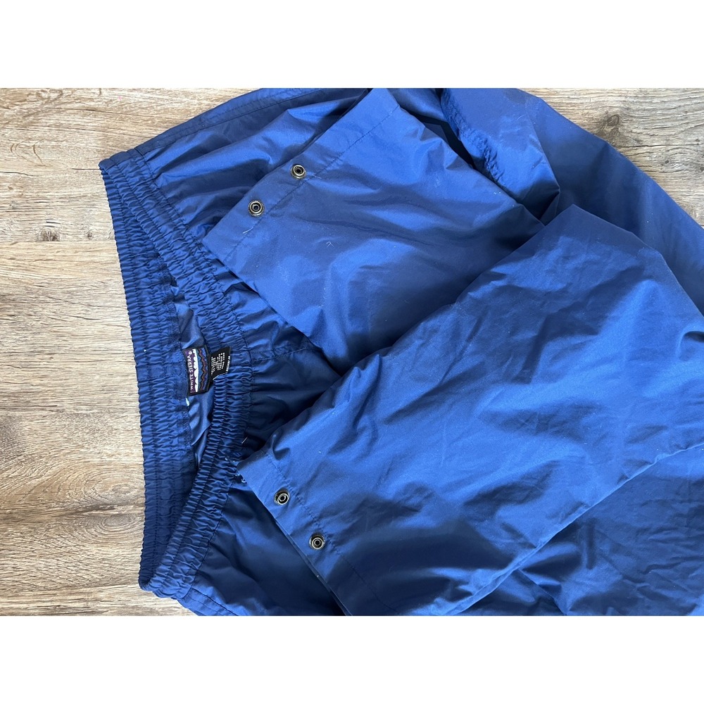 White Sierra Mens Medium Nylon Hiking Pants Blue Zip Ankle Snap Outdoor Vintage